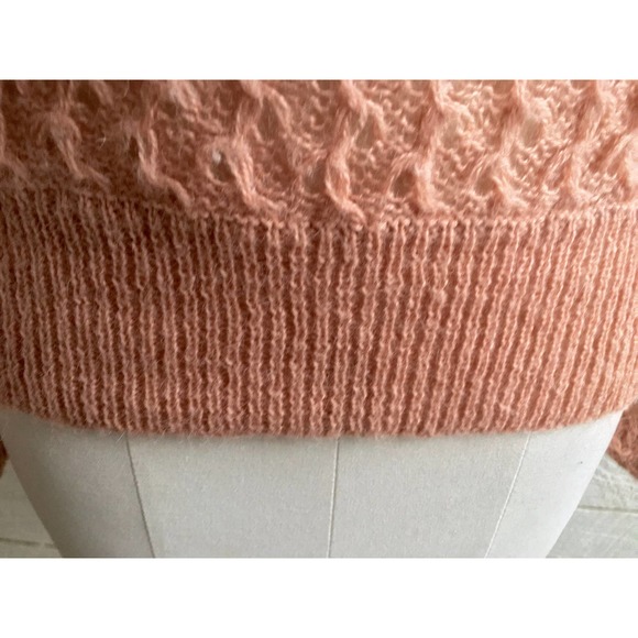 80s  I. Magnin mohair peach sweater lace full sleeves small lightweight dressy - Picture 5 of 8